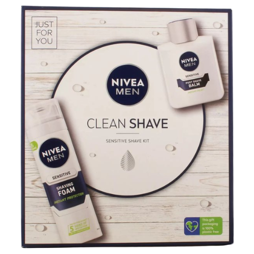 Nivea Men Giftset Clean Aftershave Balsem 100 ml + Sensitive Sensitive Scheerschuim 200