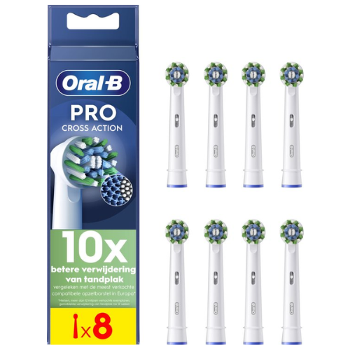 Brossettes de brosse Oral-B Cross Action Pro avec technologie CleanMaximiser - Lot de 8