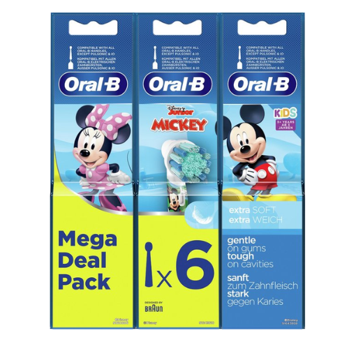 Brossettes de brosse à dents électrique Oral-B Kids Mickey, 6 têtes