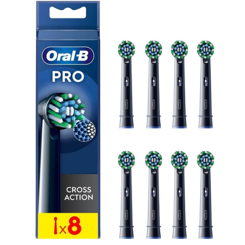 Brossettes Oral-B Cross Action Pro - Avec technologie CleanMaximiser - Noir - Lot de 8