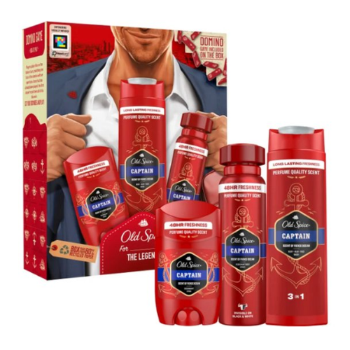 Coffret cadeau Old Spice Captain : Déo Stick 50 ml + Déodorant 150 ml + Gel douche 3 en 1 250 ml