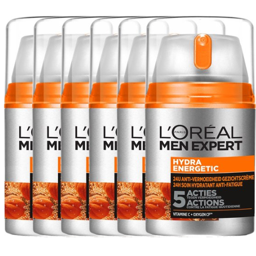 Crème de jour hydratante Hydra Energetic Men Expert de L'Oréal Paris - 6 x 50 ml - Multipack