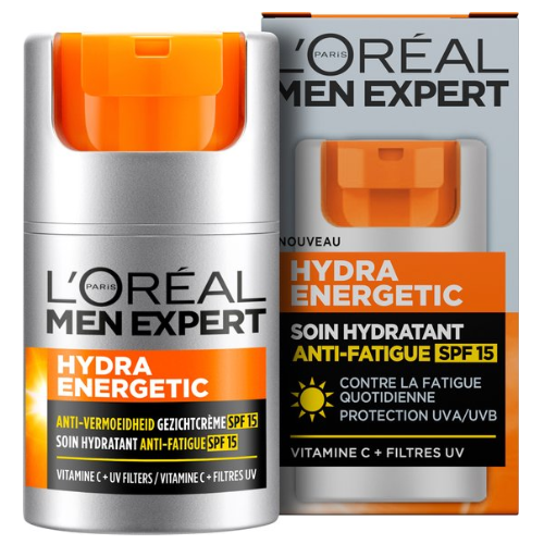 L'Oréal Paris Hydra Energetic Crème de Jour Hydratante SPF 15 - 50 ml - Donne à votre peau un regain d'énergie