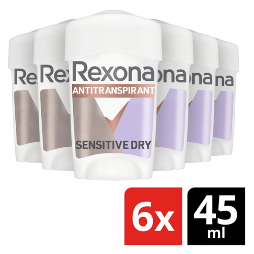Stick anti-transpirant Rexona Women Protection maximale - Peaux sensibles et sèches - 6 x 45 ml - Pack économique