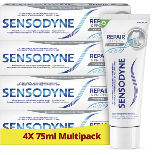 Dentifrice blanchissant Sensodyne Repair &amp; Protect pour dents sensibles 4x 75 ml