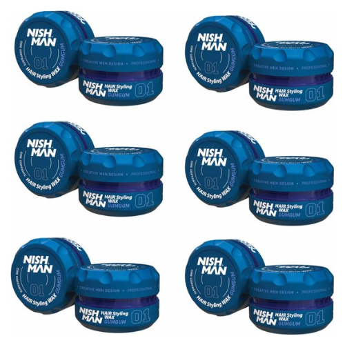 Cire coiffante Nishman Gumgum 01 - Bleue, 6 pièces