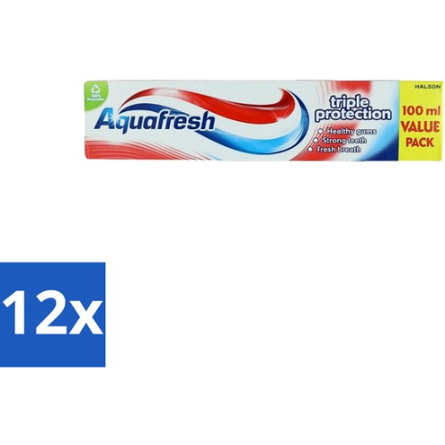 Aquafresh - Dentifrice - Triple Protection - Dents Fortes et Gencives Saines - 100 ml - Pack Économique - 12 pièces