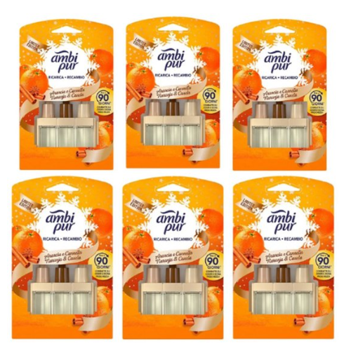 Recharges Ambi Pur 3Volution Orange &amp; Cannelle Pack économique 6 x 20 ml