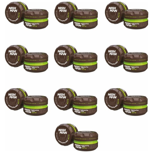 Cire coiffante Nishman Wax Matte 08, lot de 10 pièces - 10x 150 ml