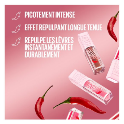 Maybelline - Lifter Plump - Lip Plumping lipgloss - langdurig vollere lippen - verwarmende sensatie met 5% Maxi-Lip™ en chilipeper - 006 Hot Chili - 5,4 ml