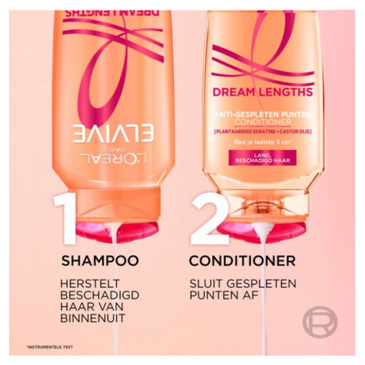 L'Oréal Paris Elvive Dream Lengths Conditioner - Voor lang, beschadigd haar - Herstellende conditioner - 6x200ml