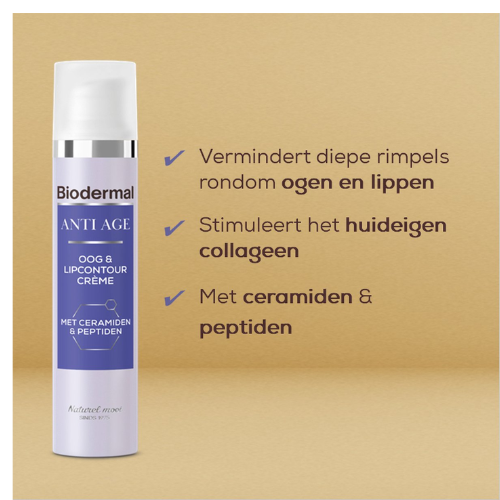 Biodermal Anti Age Crème Contour des Yeux et des Lèvres - crème contour des yeux - réduit les rides profondes, les poches et les cernes autour des yeux et des lèvres - 15 ml