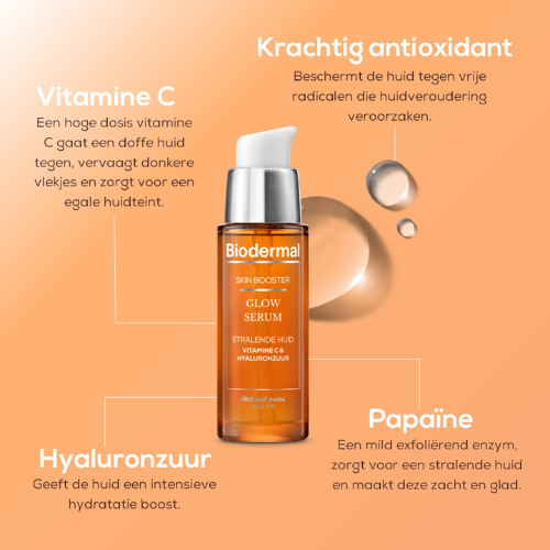 Sérum Biodermal Skin Booster Glow – Sérum pour une peau éclatante à l'acide hyaluronique et à la vitamine C - Sérum à l'acide hyaluronique 30 ml