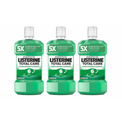 Listerine Mondwater Total Care Tandvleesbescherming - mondspoeling - complete bescherming en gezond tandvlees - 3 x 500 ml