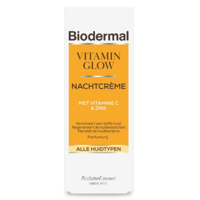 Biodermal Vitamin Glow Nachtcrème met vitamine C en zink - Gezichtsverzorging - 50 ml