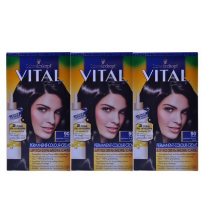 Schwarzkopf Vital Colors 90 Zwart - Haarverfv- voordeelverpakking 3stuks
