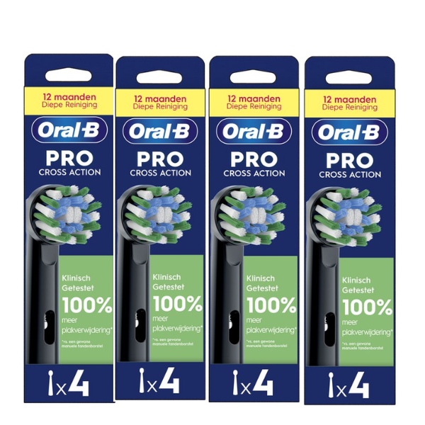 Oral-B Cross Action Pro - Opzetborstels - Met CleanMaximiser Technologie - Zwart - 16 Stuks