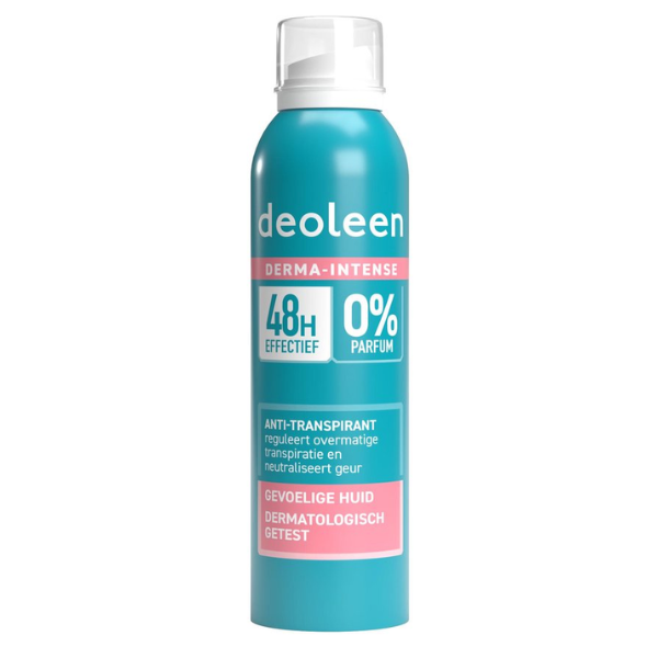 Deoleen Derma Intense 48 uur - Anti-transpirant spray - Voorkomt overmatige transpiratie en transpiratiegeur - 48 uur effectief - 0% parfum & 0% alcohol - Dermatologisch getest - Deodorant - 150 ml