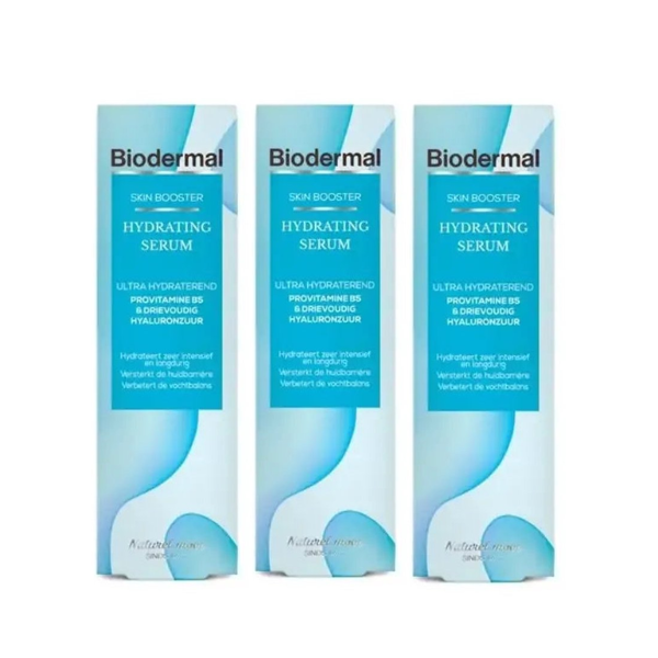 Biodermal Hydrating Serum - Skin Booster Gezichtsserum, Ultra Hydraterend met Provitamine B5 en drievoudig Hyaluronzuur, Hydrateert zeer intensief en langdurig, Versterkt de huidbarrière, Verbetert de vochtbalans - 3x 30 ml