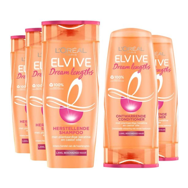 L'Oréal Elvive Dream Lengths - Shampoo 3x 250 ml & Conditioner 2x 200 ml - Pakket