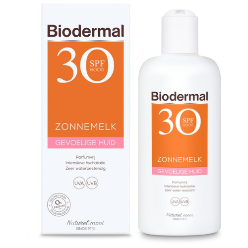 Crème solaire Biodermal Peaux sensibles - Lait solaire - SPF 30 - 200 ml