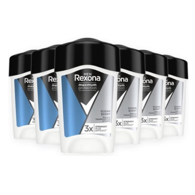 Rexona Men Maximum Protection Anti-Transpirant Crème Stick - Clean Scent - 6 x 45 ml - Voordeelverpakking