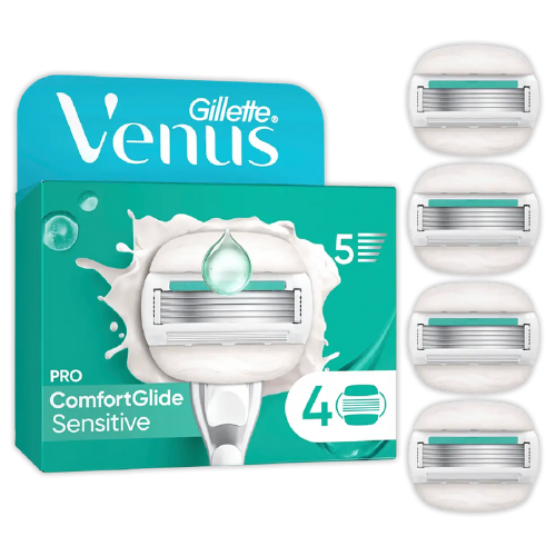 Gillette - Venus - PRO ComfortGlide - Rasoir - 4 pièces - Pour peaux sensibles - Avec une touche d'aloe vera