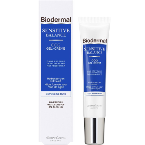 Biodermal Sensitive Balance Gel-Crème Contour des Yeux - Soin visage à l'acide hyaluronique - Contour des yeux peaux sensibles - 15 ml