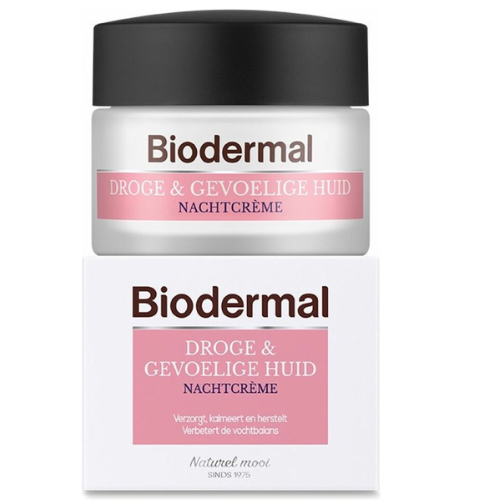 Crème de nuit Biodermal Peaux sèches et sensibles - Hydrate et répare - 50 ml
