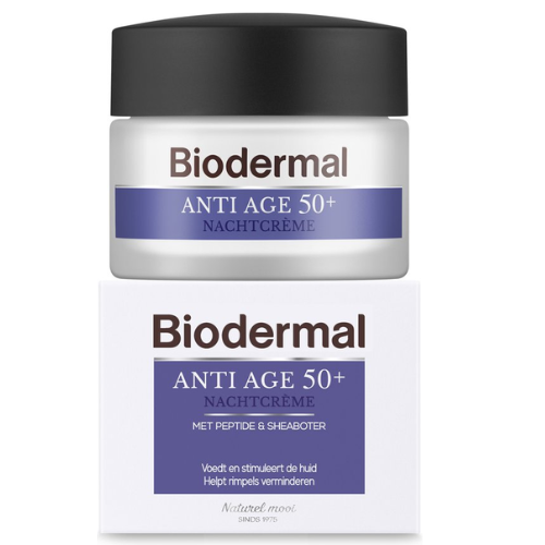 Biodermal Anti Age crème de nuit 50+ - Crème de nuit à la niacinamide et au beurre de karité - Aide à réduire les rides - 50 ml 