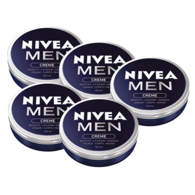 NIVEA MEN crème - Moisturizer - Alle huidtypen - Gezichtscreme Mannen - Vitamine E - Hydrateert en verzorgt -Voordeelverpakking - 5 x 150 ml